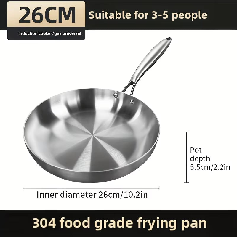 5-Ply Stainless Steel Frying Pan, Skillet Grade Pans for Cooking