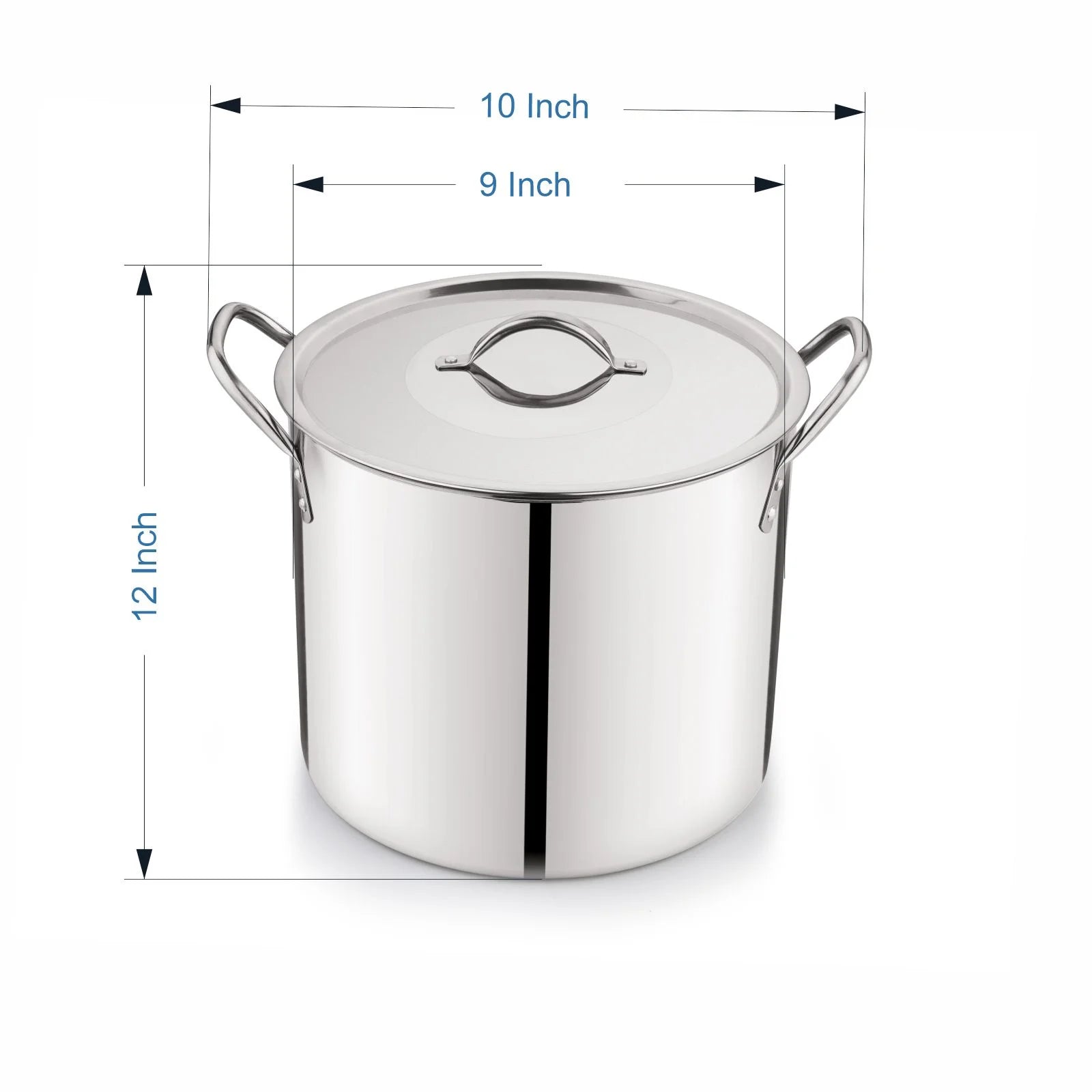 8-Qt Stainless Steel Stock Pot with Metal Lid, Ultra Durable, Stay-Cool Handles, Hand Wash Only