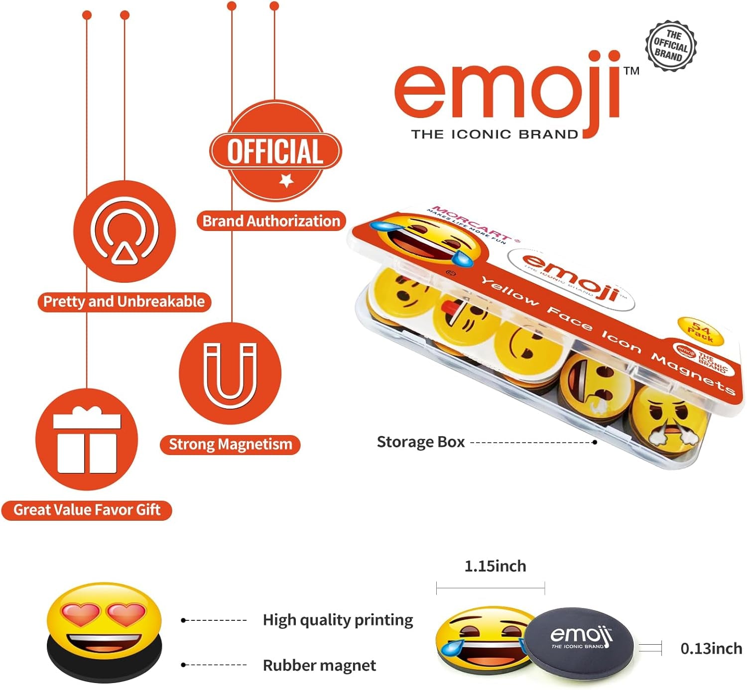 54-Pcs Emoji Refrigerator Magnets