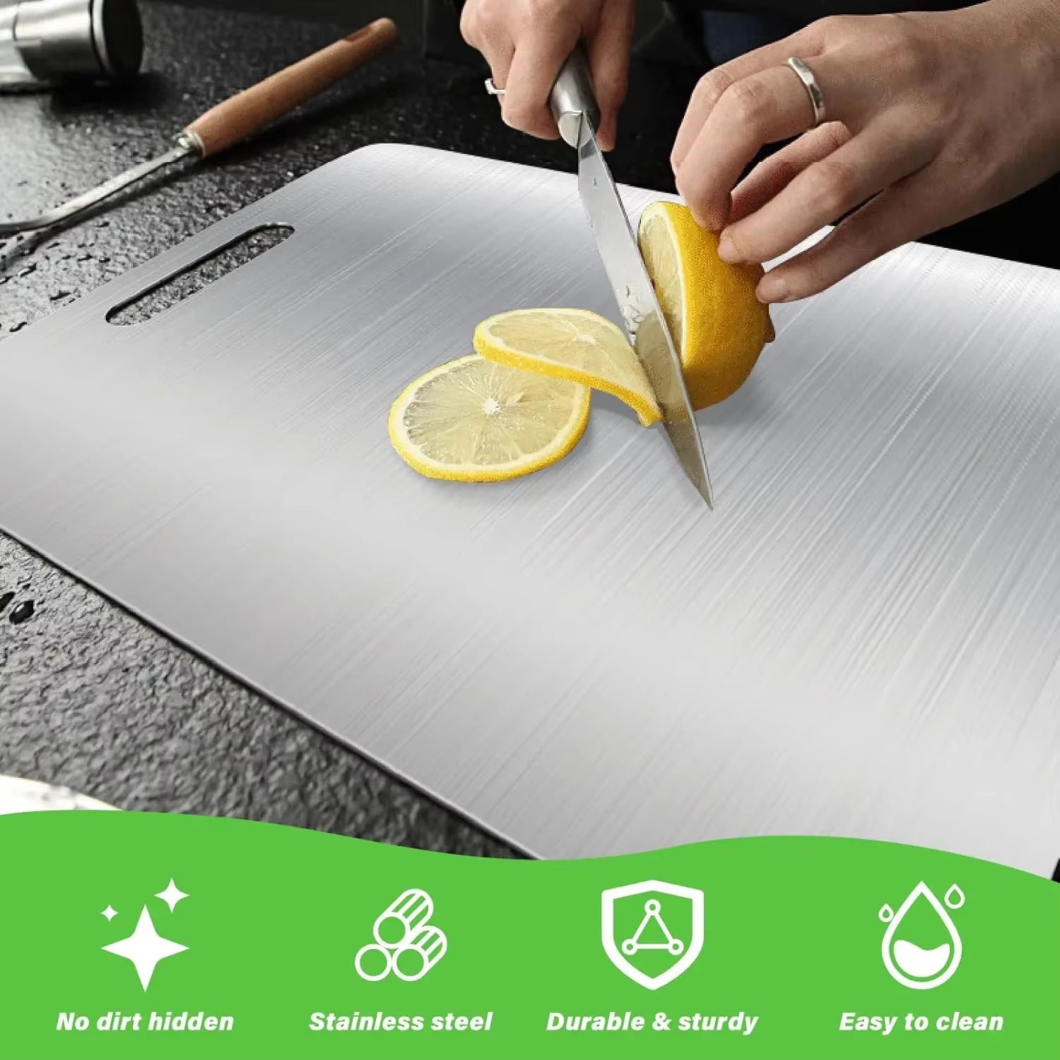Stainless Steel Panel and Chopping Board Kitchen Household Thickened Double Sided Cutting Board Block Kneading Dough Board