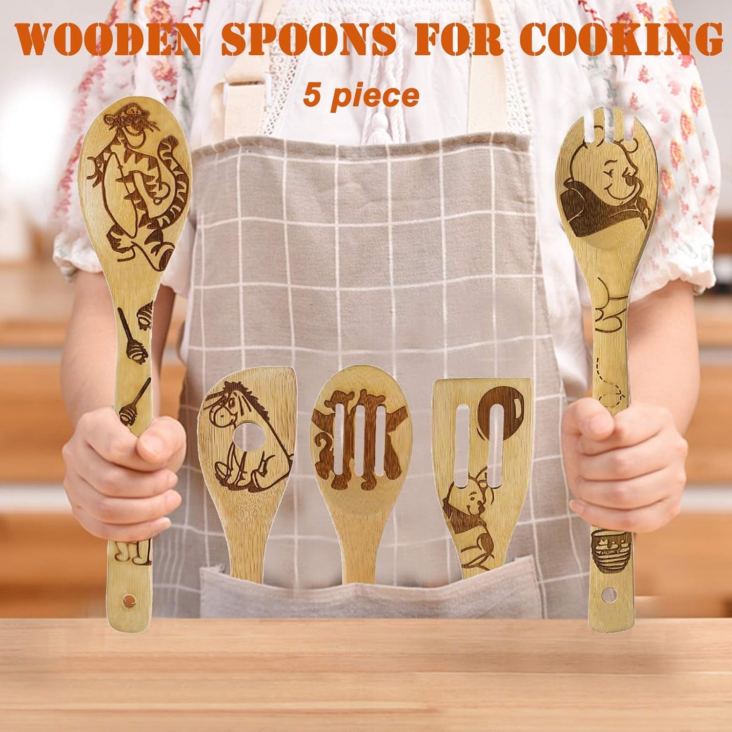 5PCS Winnie the Bear Wooden Spoon Set