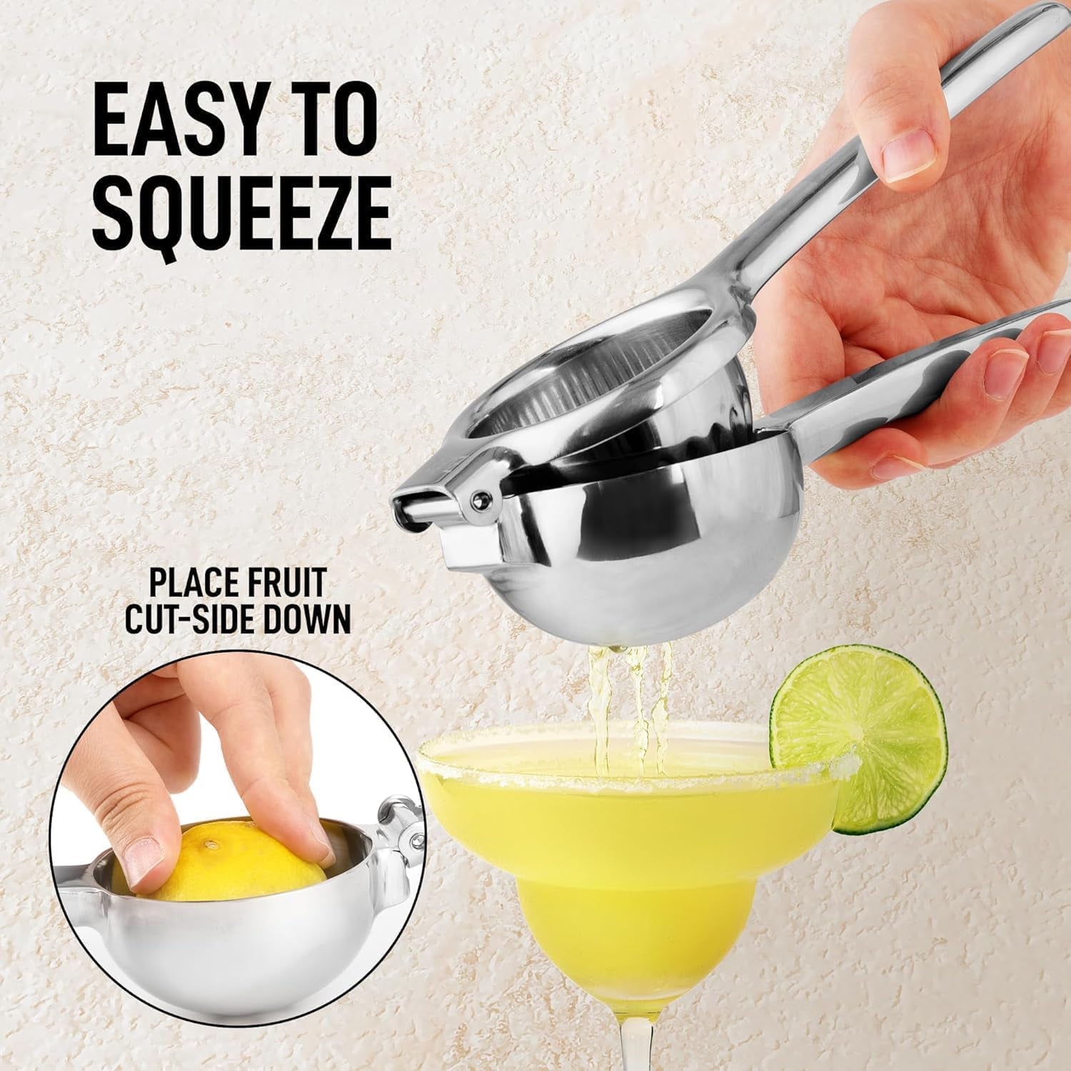 Lemon Squeezer Stainless Steel with Premium Quality Heavy Duty Solid Metal Squeezer Bowl