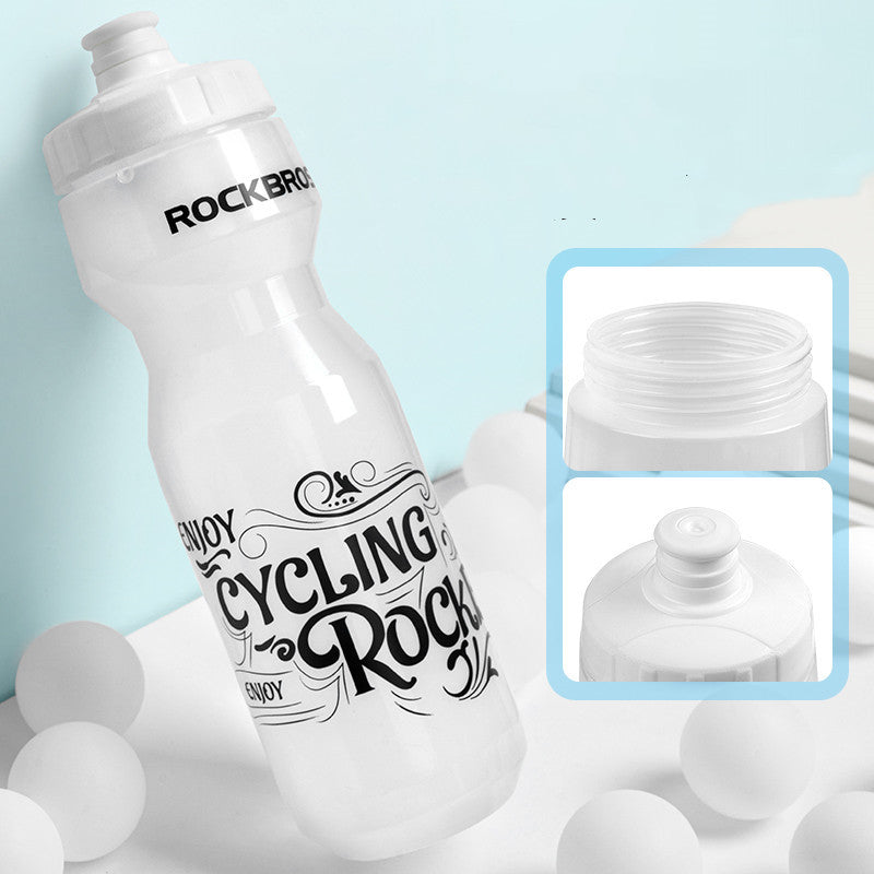 ROCKBROS Cycling Water Bottle - Translucent White with Stylish Graphic