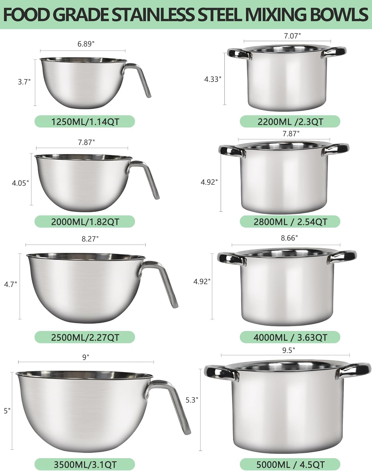 3.1Qt Stainless Steel Large Double Boiler Pot Set
