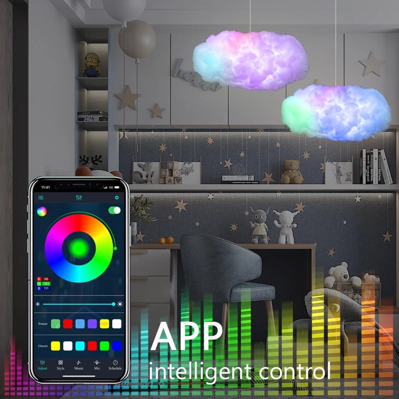 USB Cloud Light APP Control Music Synchronization 3D RGBIC Ambient Light Lightning Simulation Clouds