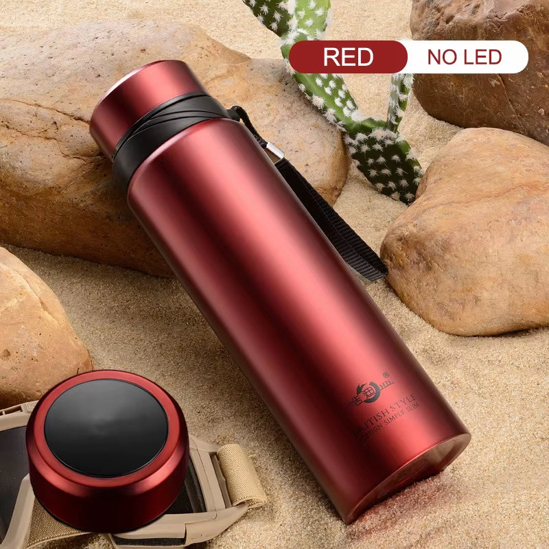 1800ML Large Capacity Thermos Bottle Stainless Steel Smart Temperature Display