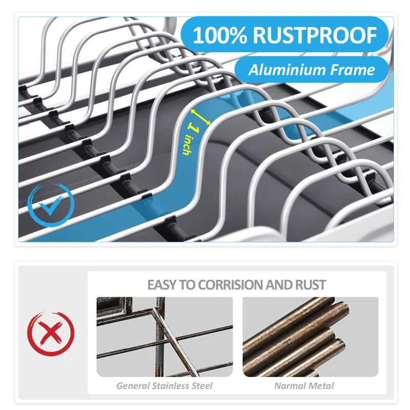 Stainless Steel Kitchen Dish Rack, Adjustable Dish Drying Rack, Plate Rack, Extra Large Capacity Dish Drainer