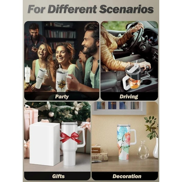 Durable 40 oz Stainless Steel Vacuum Cup with Handle and Straw