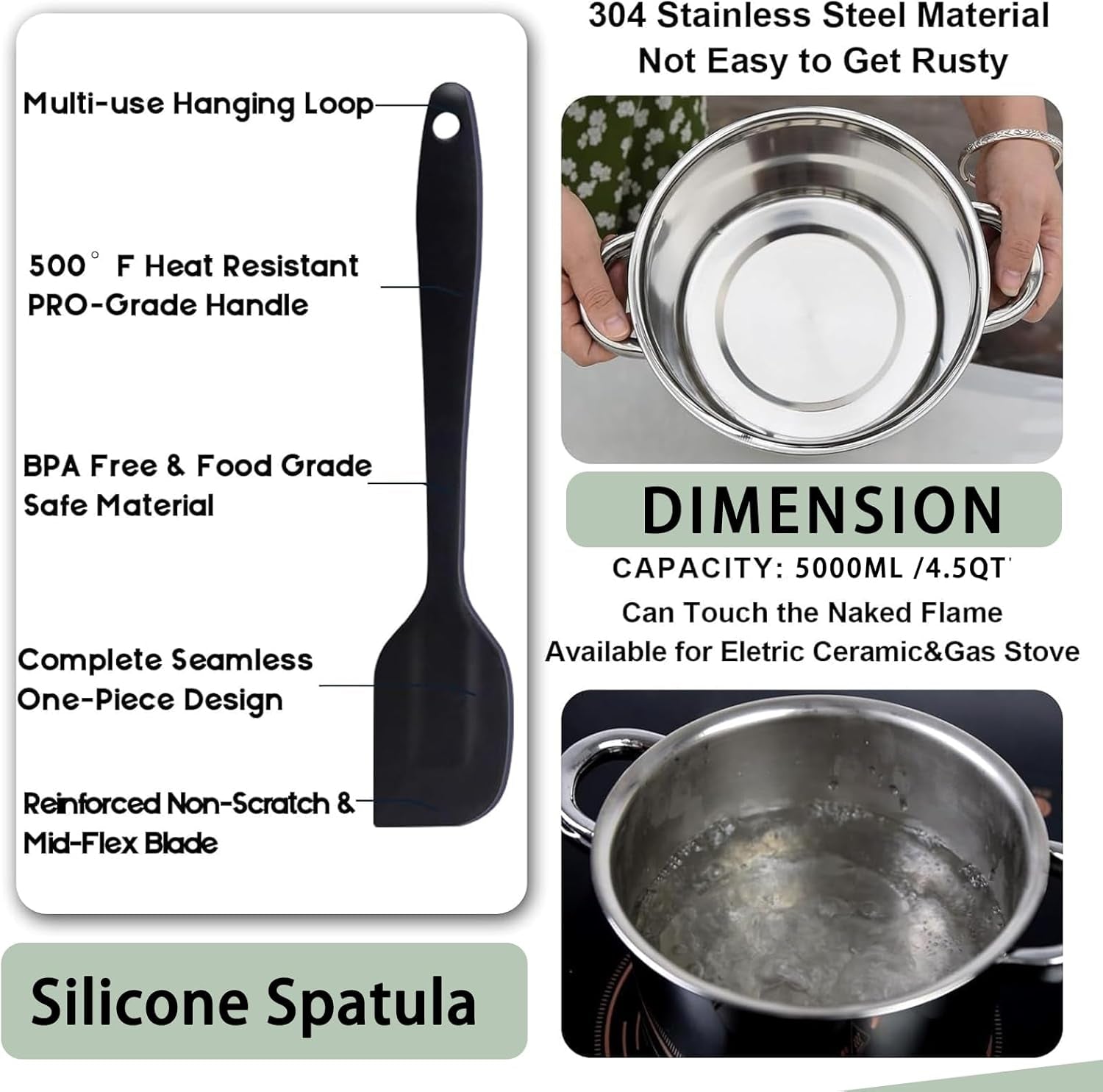 3.1Qt Stainless Steel Large Double Boiler Pot Set