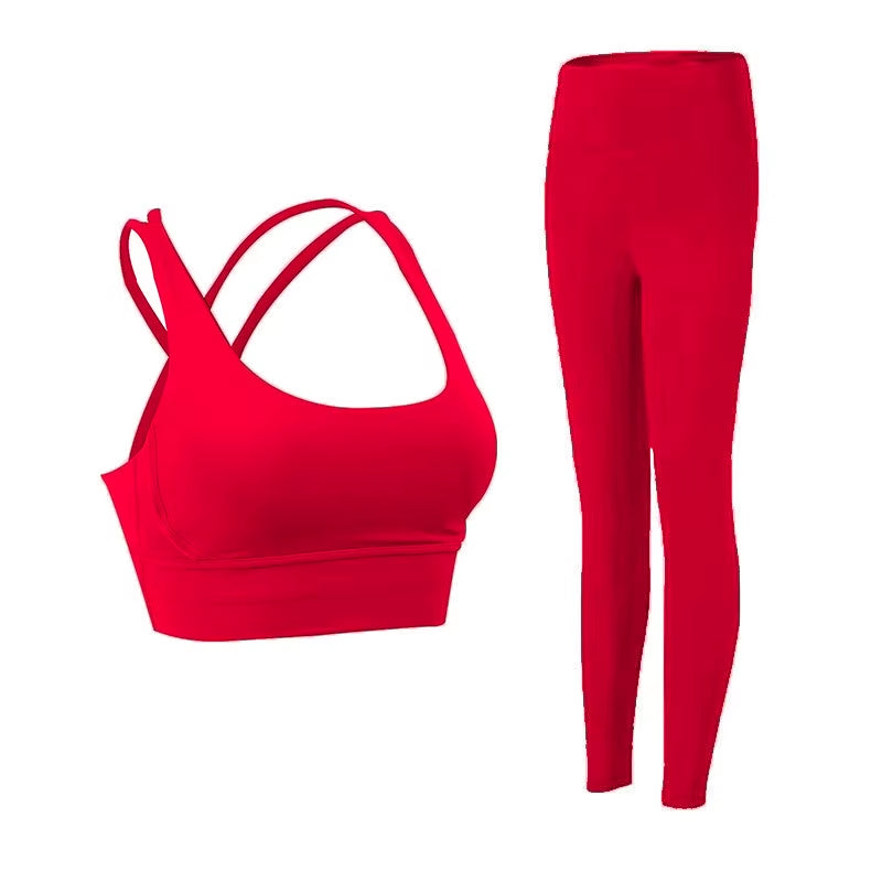 2 Piece Yoga Clothes Women'S Tracksuit Athletic Wear Pilates Fitness Suit Gym Workout Push up Clothes Sports Bra Leggings Suit