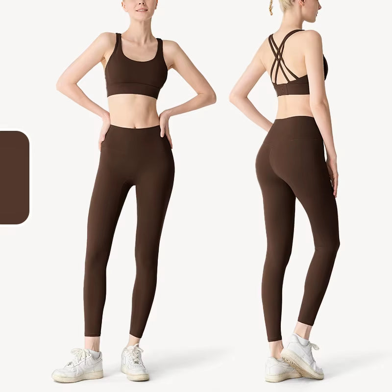 2 Piece Yoga Clothes Women'S Tracksuit Athletic Wear Pilates Fitness Suit Gym Workout Push up Clothes Sports Bra Leggings Suit