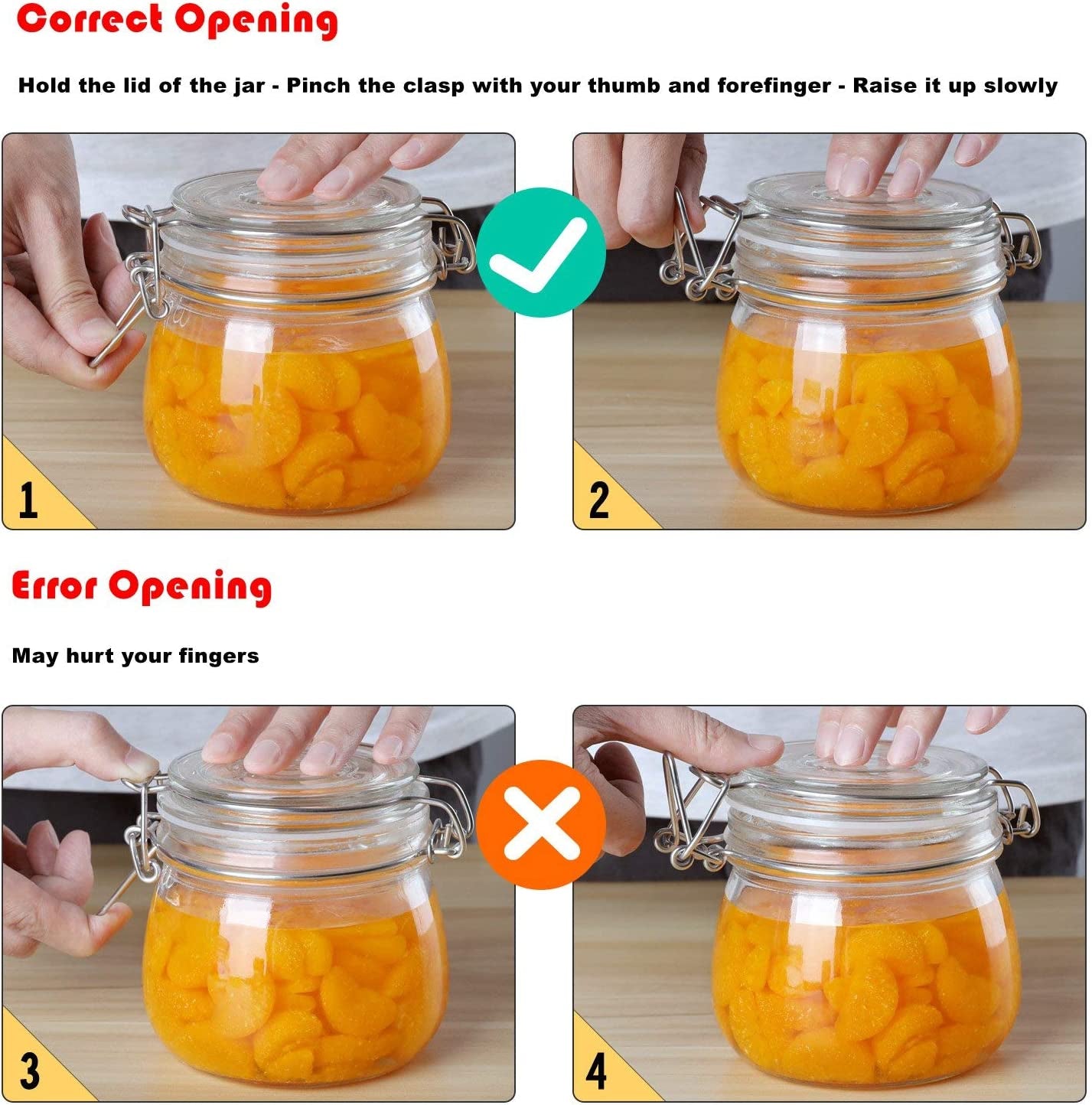 6-Pack 17oz Airtight Glass Jars