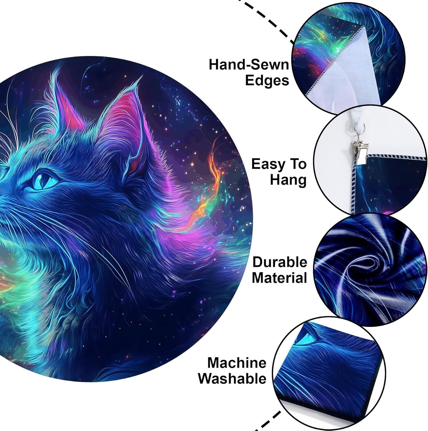 UV Reactive Cat Tapestry – Glow in the Dark Blacklight