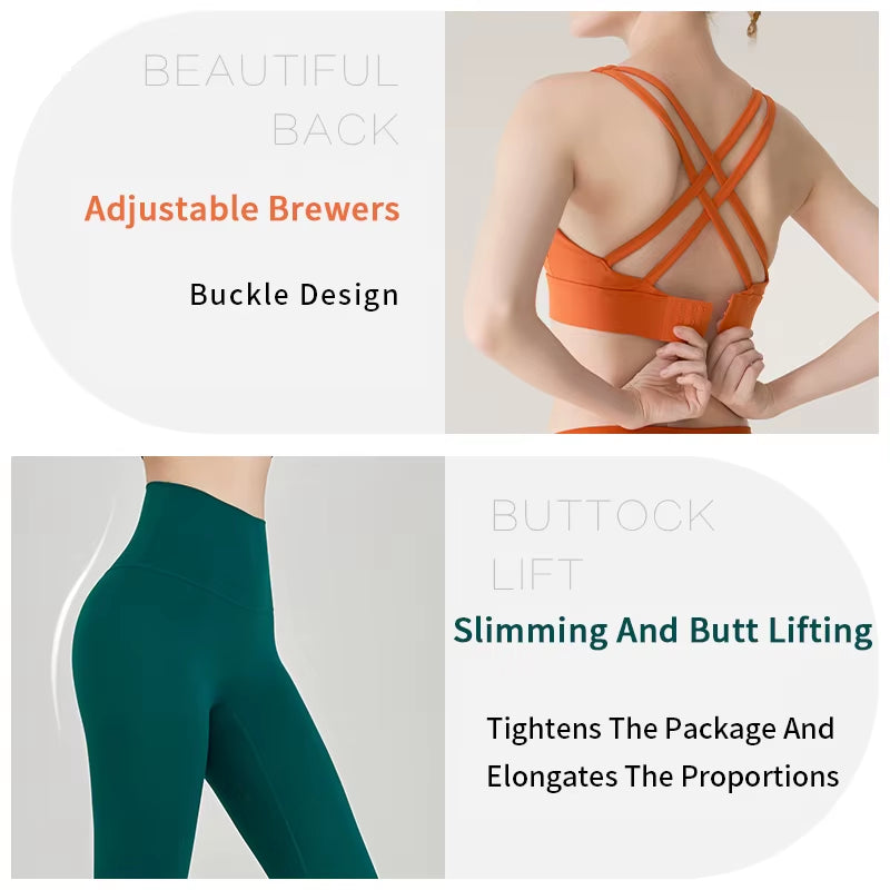 2 Piece Yoga Clothes Women'S Tracksuit Athletic Wear Pilates Fitness Suit Gym Workout Push up Clothes Sports Bra Leggings Suit
