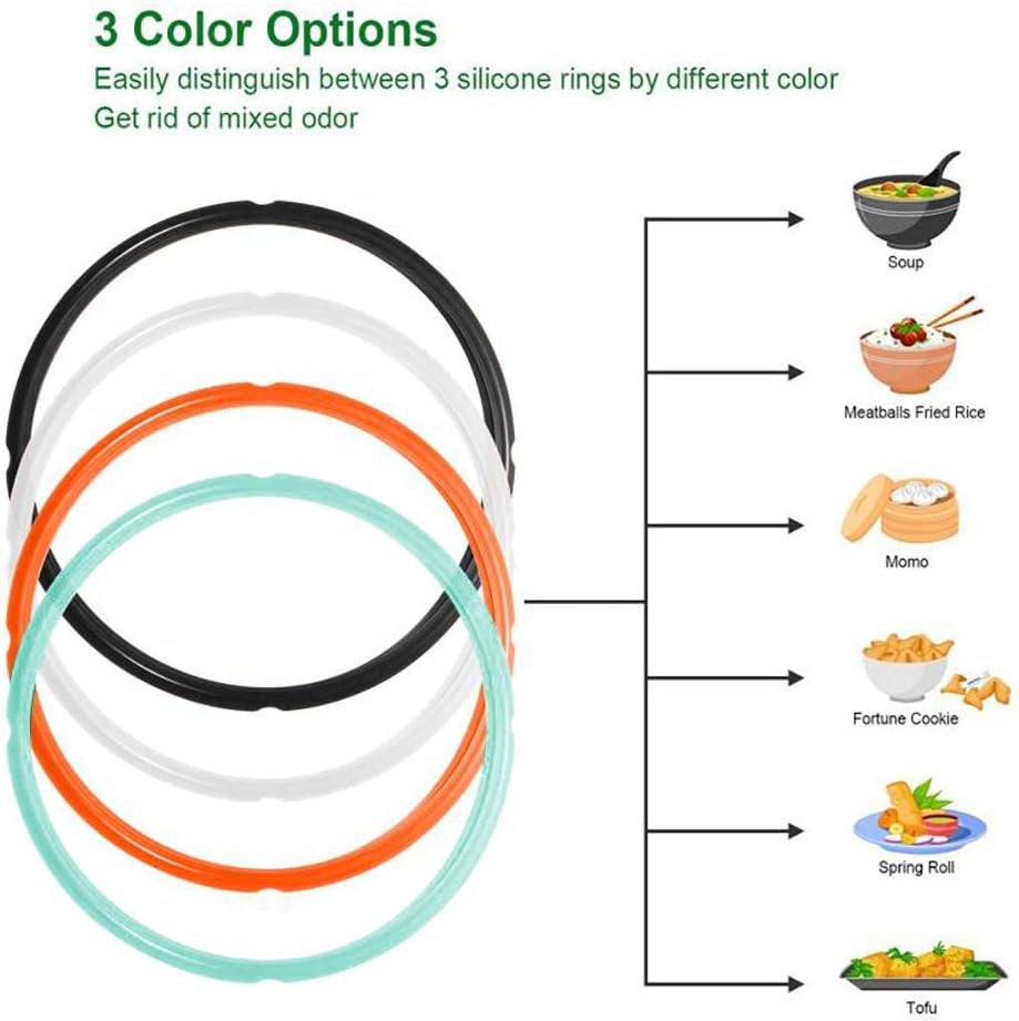4-Pack Silicone Sealing Rings – Replacement Gaskets for Instant Pot 6Qt