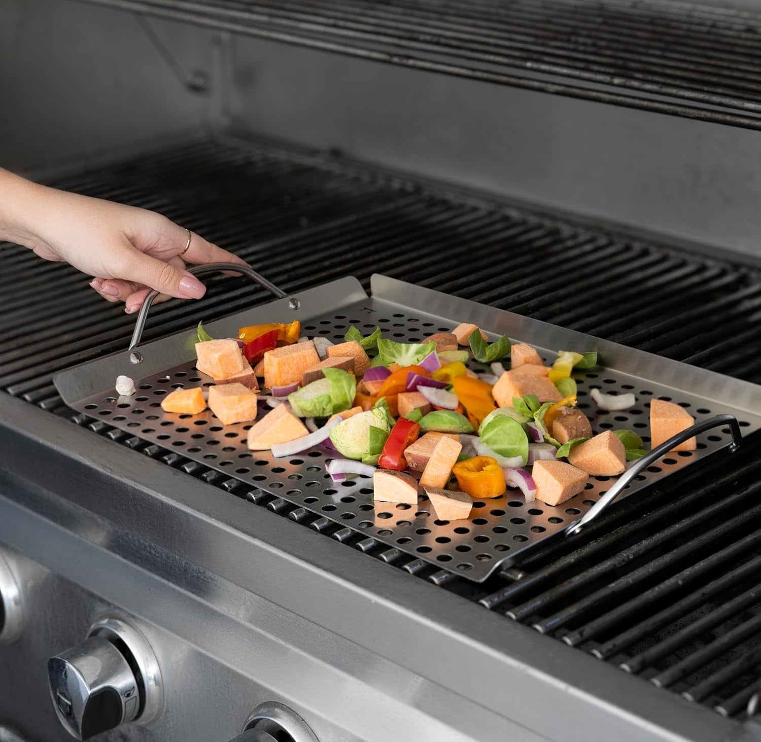 Stainless Steel Grill Topper Grid, Set of 2, 11"X7" and 11"X17"