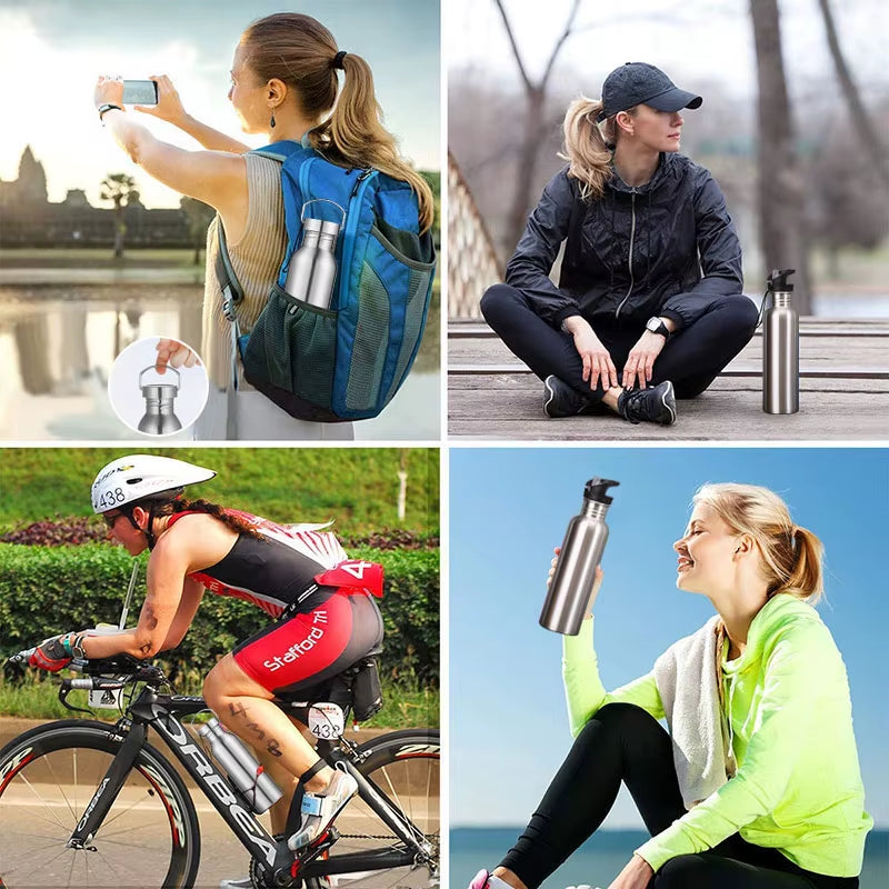 Stainless Steel Water Bottle with Straw for Gym Cycling Hiking Drinkware