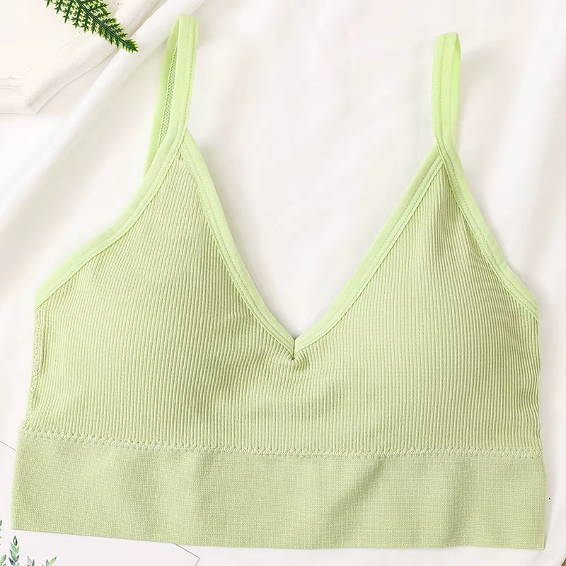 Women Crop Top Seamless Tube Top Underwear Low Back Bra Sports Fitness Top Streetwear Tank Bandeau Lingerie Removable Pad