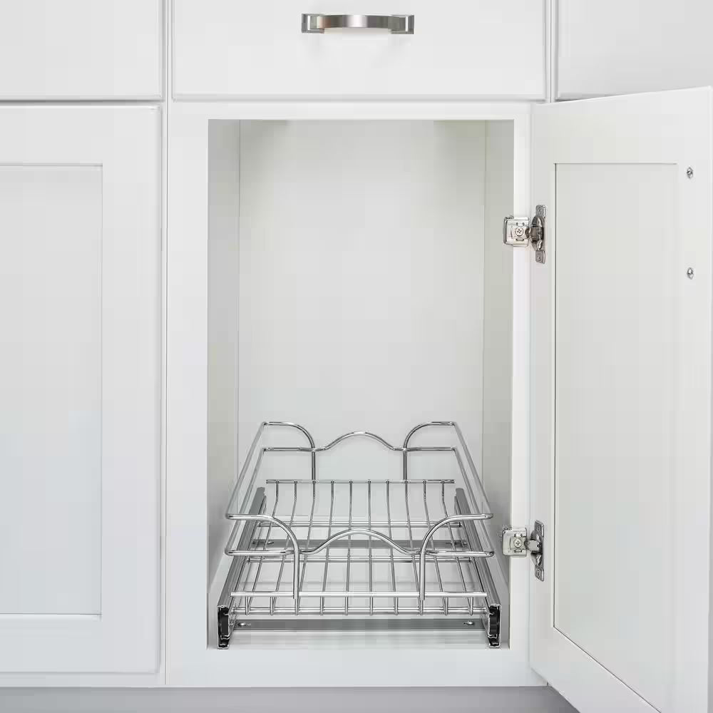 Silver Kitchen Cabinet Pull Out Shelf Organizer, 12 In. X 22 In.