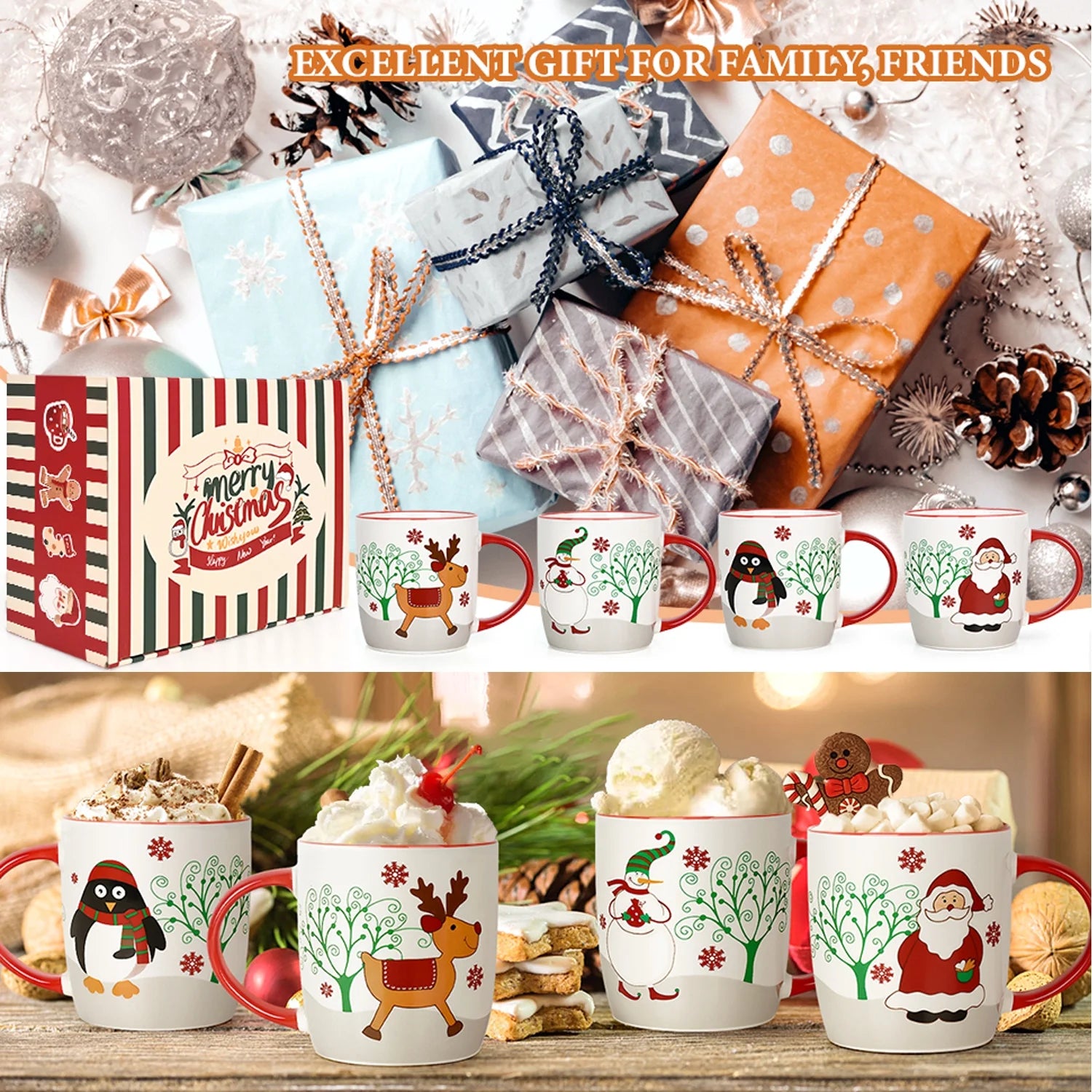 11 Fl Oz White Ceramic Mugs Christmas Gifts