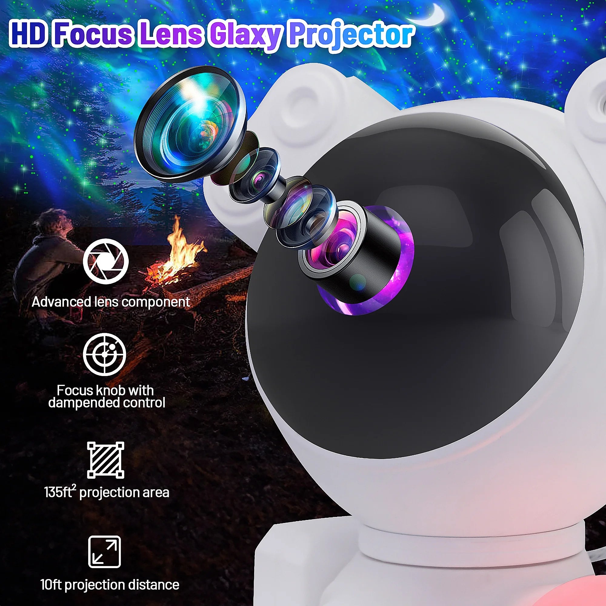 Astronaut Galaxy Projector, 2 in 1 with Moon Lamp