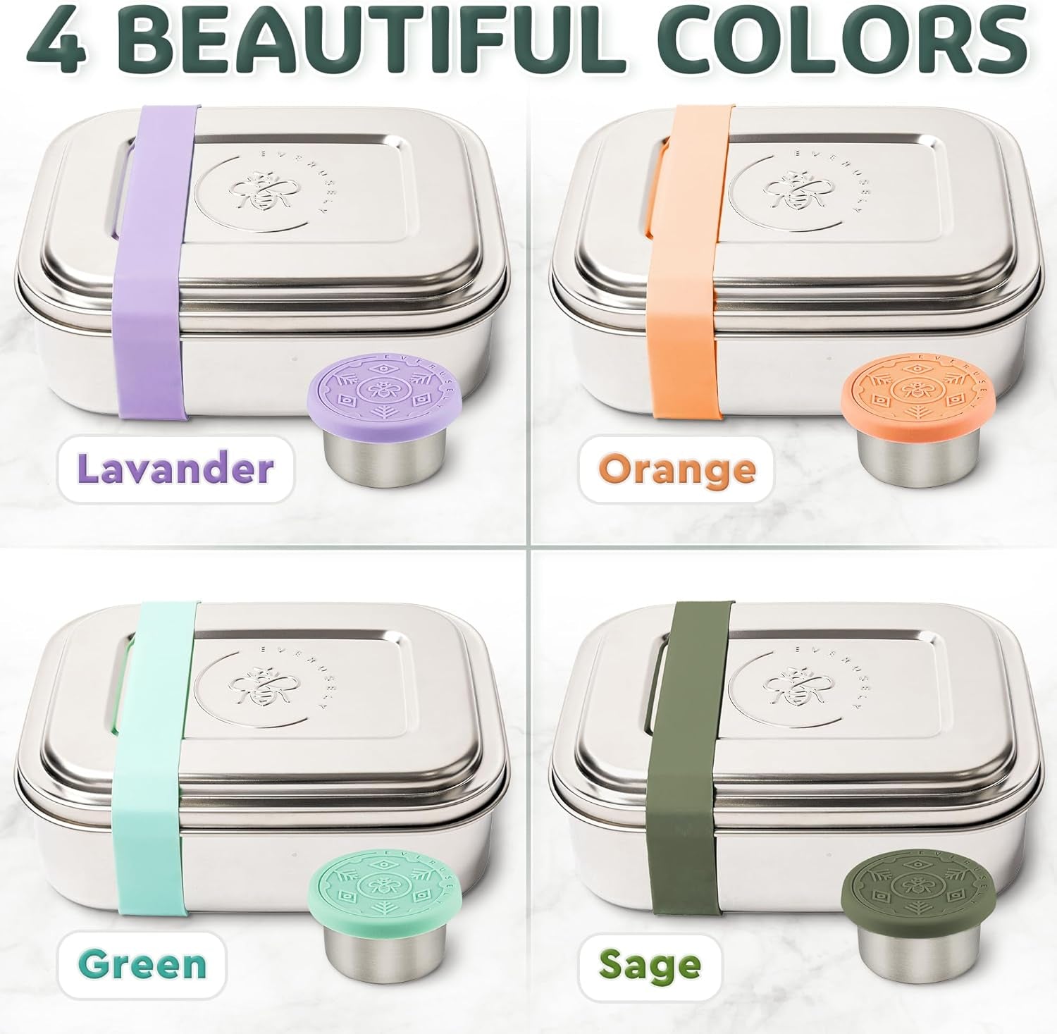 27Oz / 0.8 L - Stainless Steel Lunch Box with Leakproof Condiment Container - 3 Compartment Snack Organizer for on the Go Meals