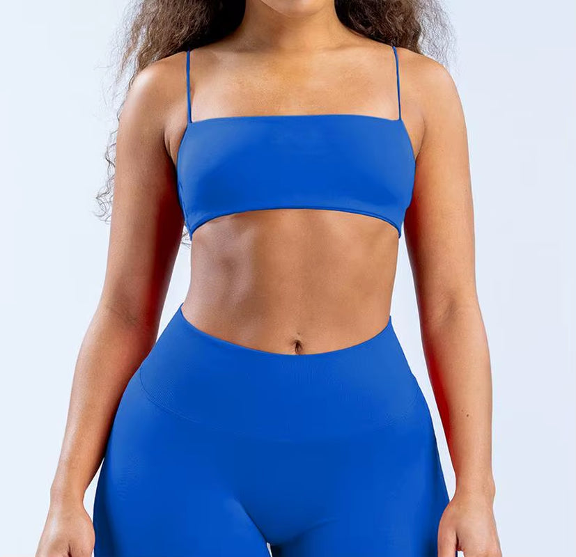 Strap Women Seamless Strappy Back Yoga Bra Medium Support Gym Crop Top Padded Sports Bra Fitness Top Wrap the Chest