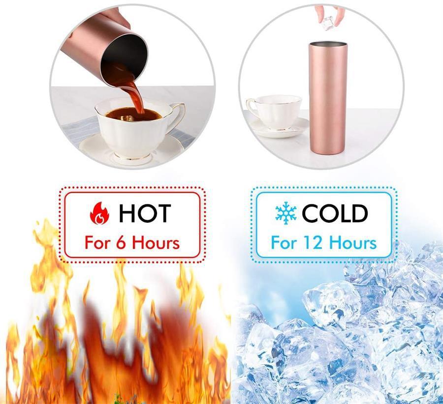 Double-Layer Stainless Steel Straw Tumbler, Insulated Slimming Water Cup