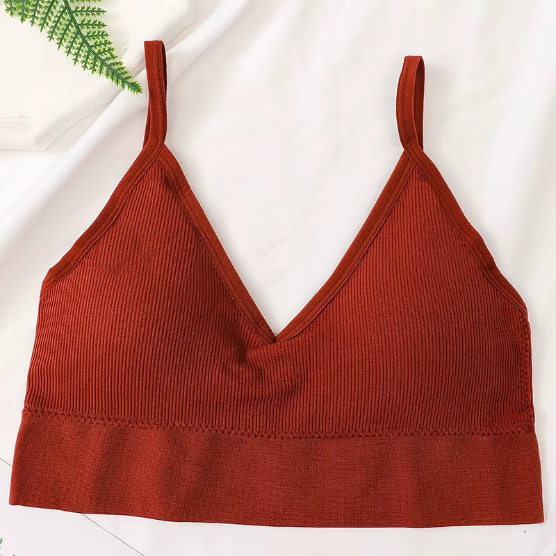 Women Crop Top Seamless Tube Top Underwear Low Back Bra Sports Fitness Top Streetwear Tank Bandeau Lingerie Removable Pad