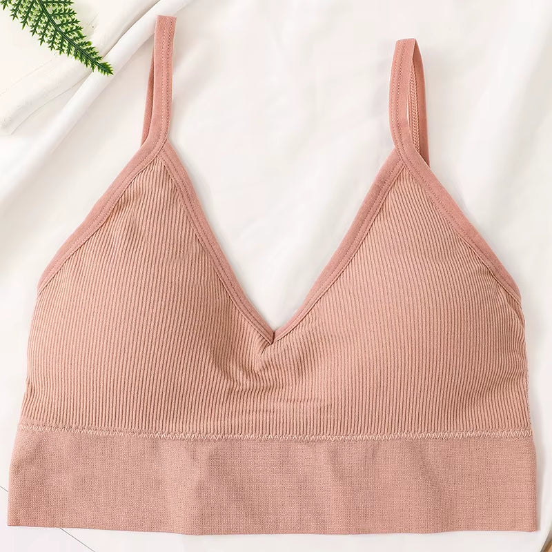 Women Crop Top Seamless Tube Top Underwear Low Back Bra Sports Fitness Top Streetwear Tank Bandeau Lingerie Removable Pad
