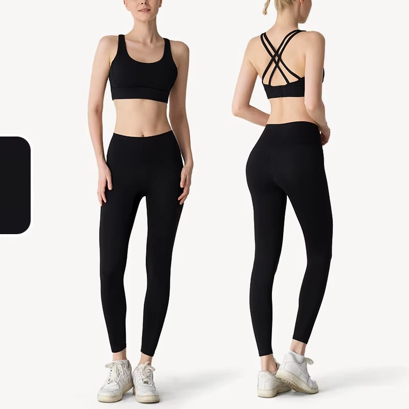 2 Piece Yoga Clothes Women'S Tracksuit Athletic Wear Pilates Fitness Suit Gym Workout Push up Clothes Sports Bra Leggings Suit