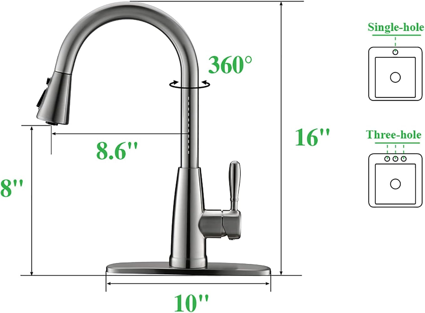 Kitchen Faucets, Kitchen Sink Faucet with Splash-Proof Sprayer