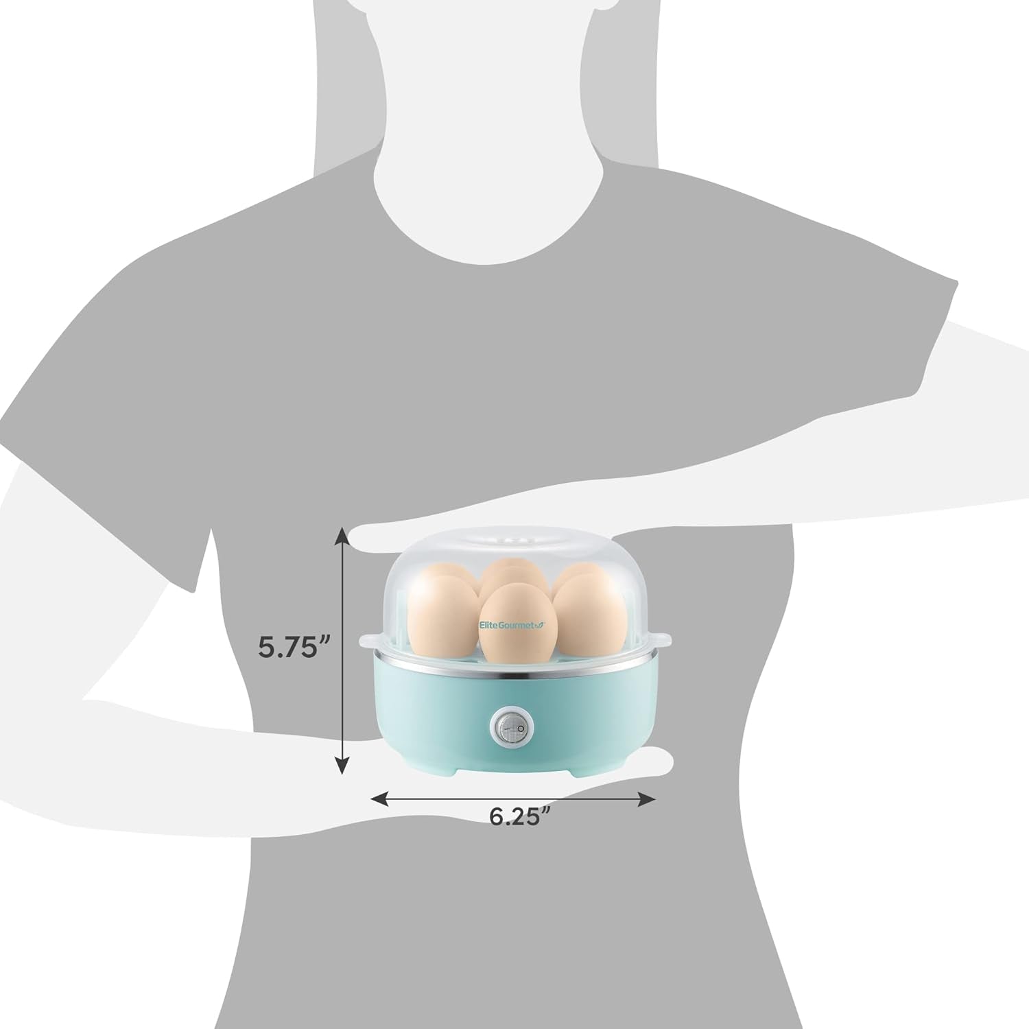 Electric Egg Cooker 7-Egg Capacity, Soft, Medium, Hard-Boiled Egg Cooker with Auto Shut-Off, Measuring Cup Included, BPA Free, Retro Mint