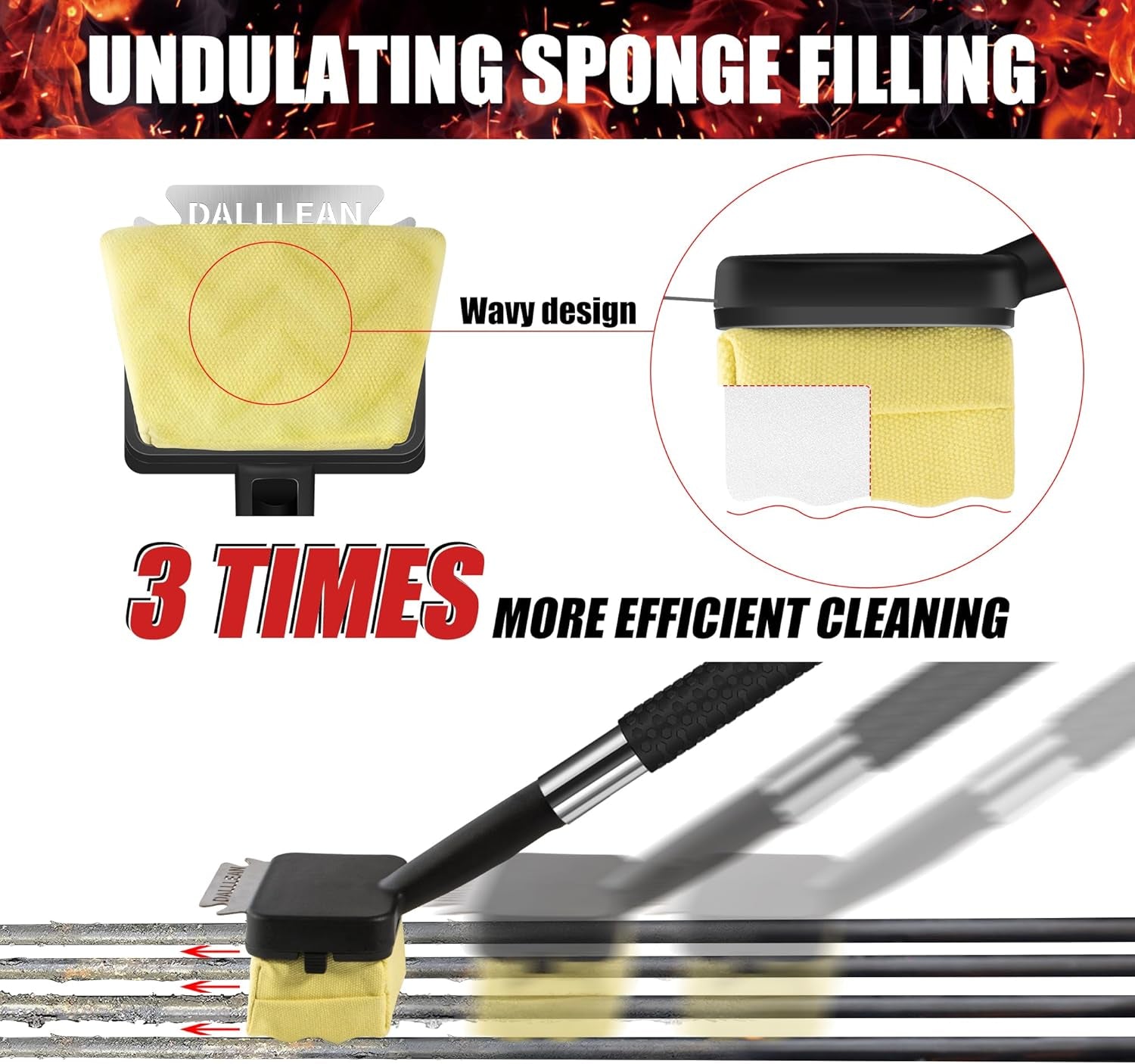 BBQ Grill Brush Bristle Free for Outdoor Grill, Replaceable Head Cleaning Brush, Steam Grate Cleaner, BBQ Cleaning Brush, Scraper for Grill Grates