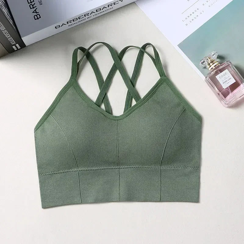 Breathable Sports Bra Anti-Sweat Fitness Top Seamless Yoga Bra Shockproof Crop Top Women Push up Sport Bra Gym Workout Top