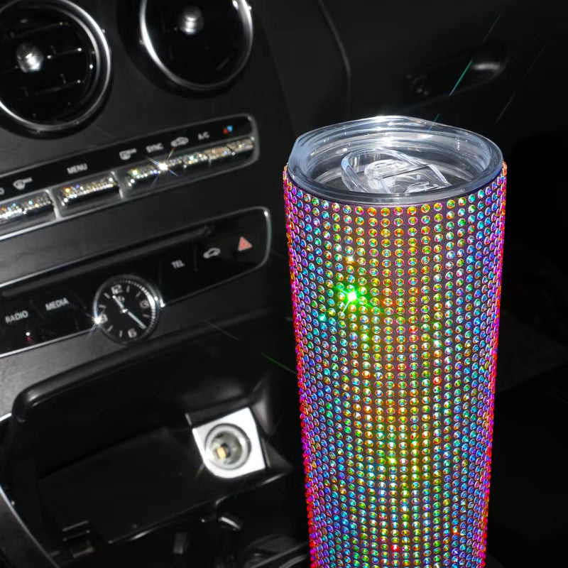 20 oz. Sparkling Diamond Stainless Steel Tumbler Cup with Lid and Straw