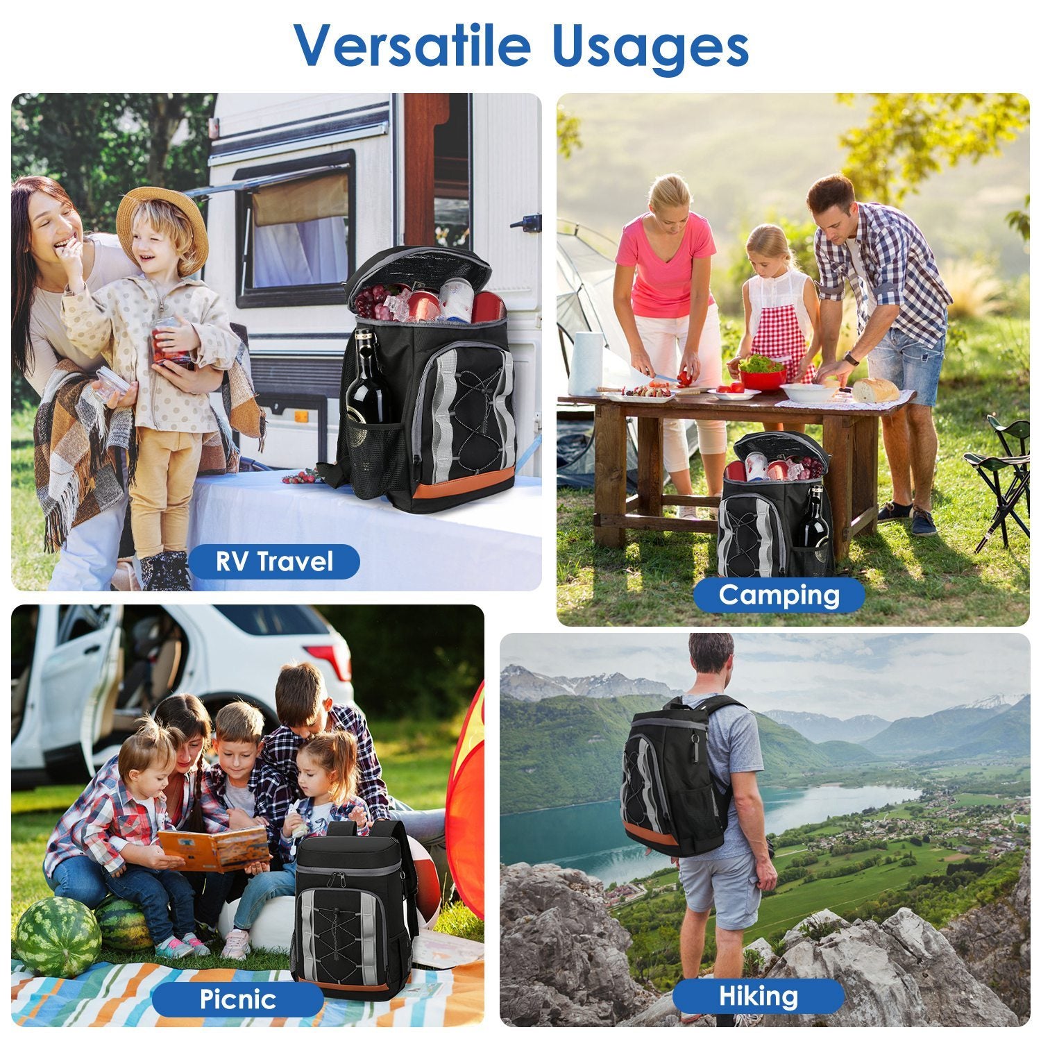 Grey-Black Cooler Backpack Leakproof Insulated Backpack