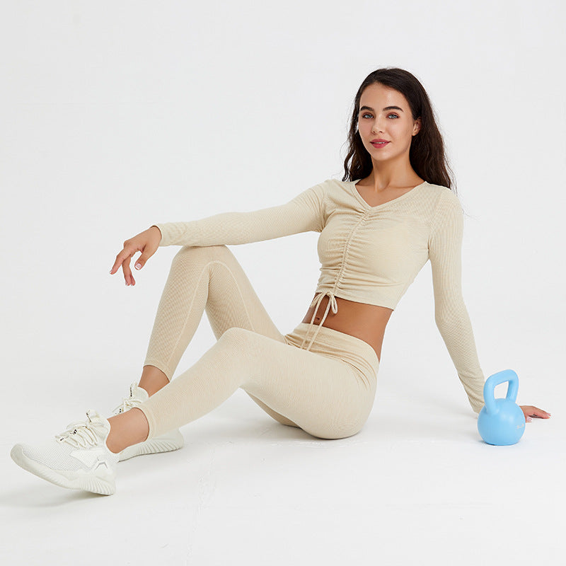 Breathable Stretch Running Fitness Suit Long-Sleeved Two-Piece Set