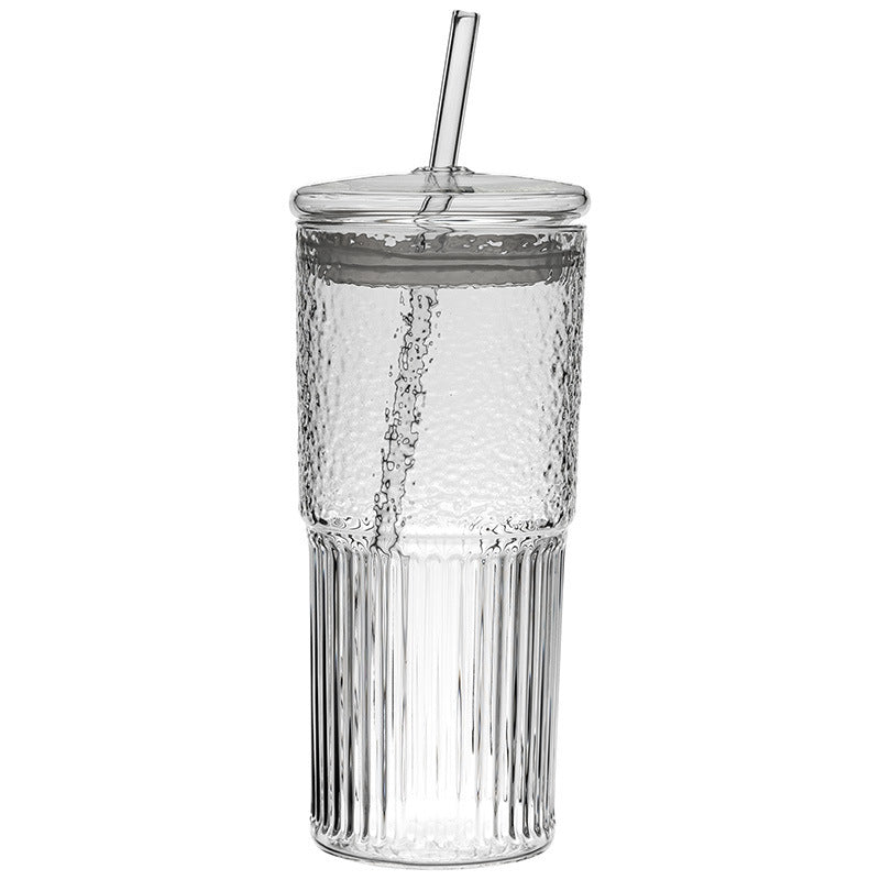 Glass Straw Cup Glass With Lid Large Capacity Girls' Gifts Summer Juice Internet Celebrity Cool Drinks Cup