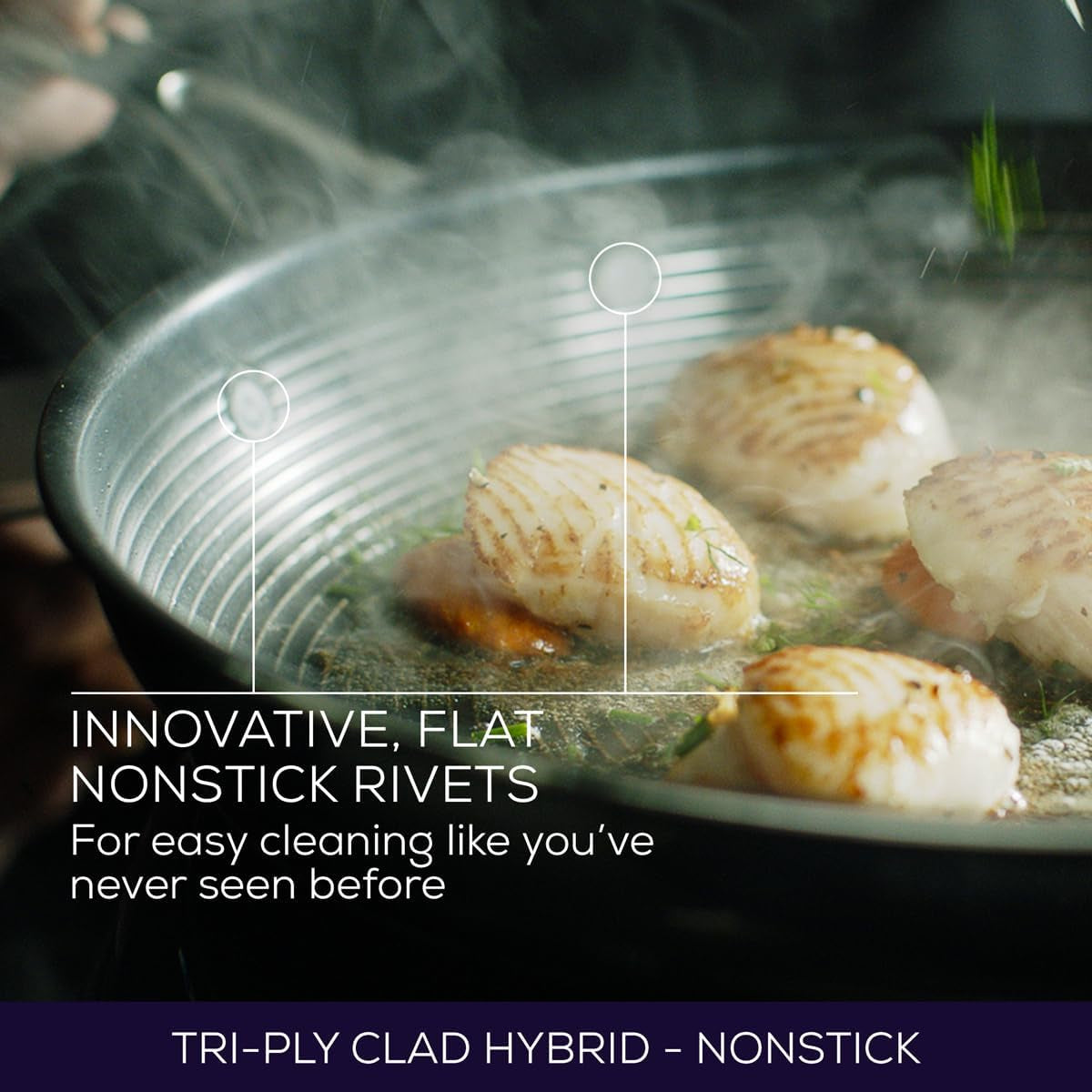 12.5 Inch Clad Stainless Steel Frying Pan/Skillet with Hybrid Steelshield and Nonstick Technology
