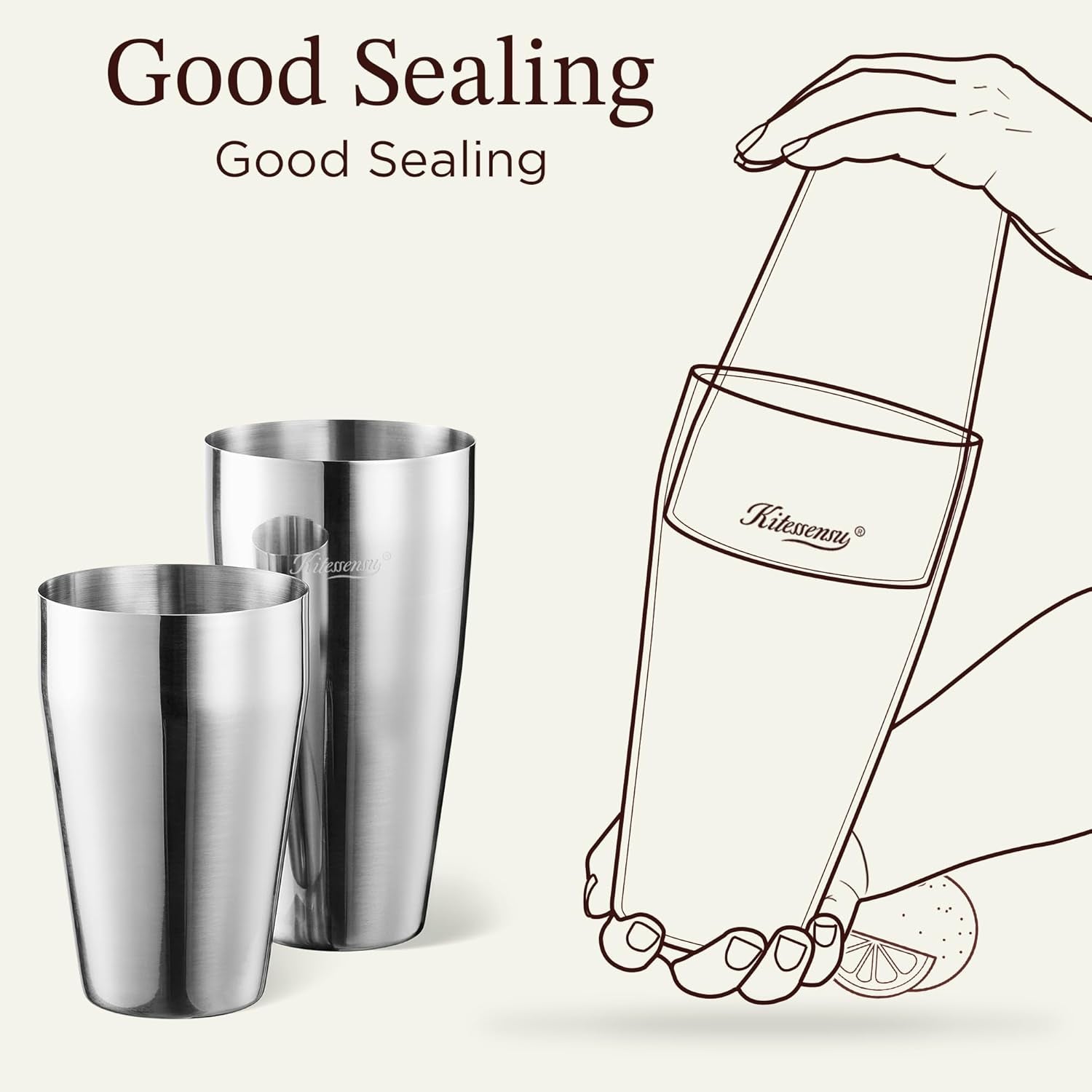 2-Piece Stainless Steel Cocktail Shaker Set, 18Oz & 28Oz