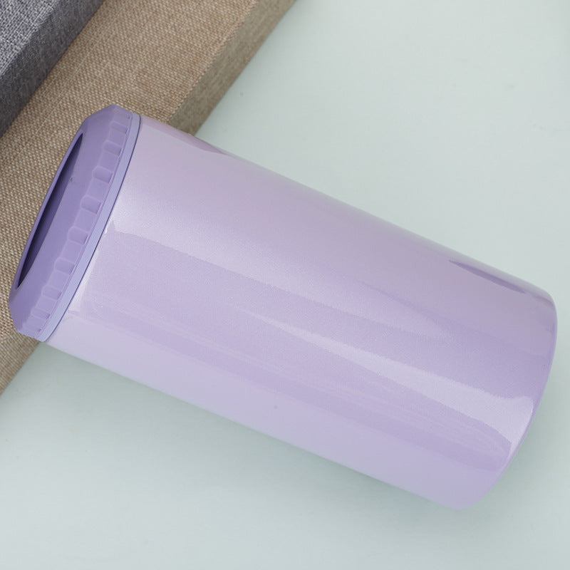 Stainless Steel Insulated Can Cooler with Dual Lid