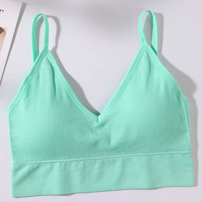 Women Crop Top Seamless Tube Top Underwear Low Back Bra Sports Fitness Top Streetwear Tank Bandeau Lingerie Removable Pad