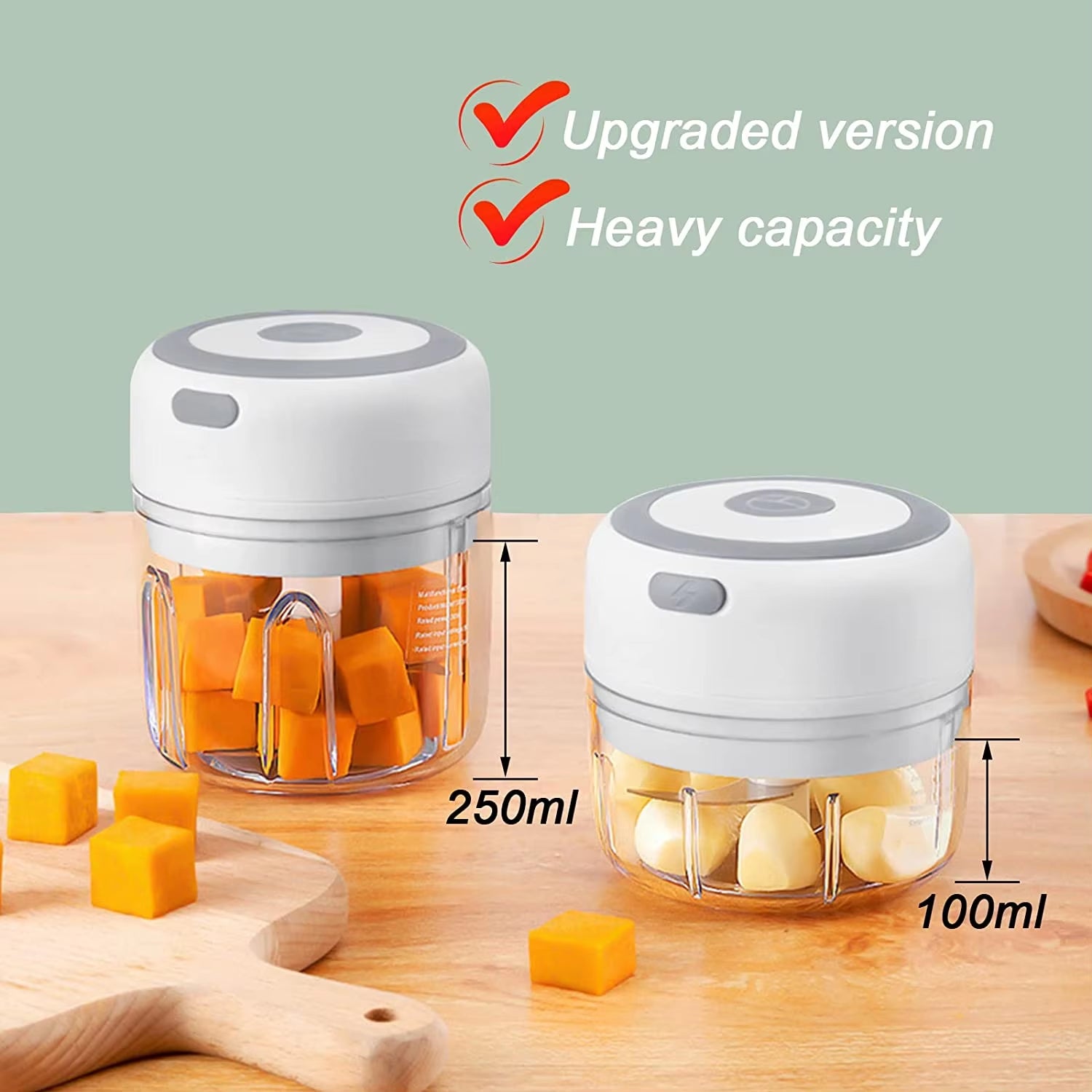 100/250ML Portable Electric Garlic Masher Crusher Garlic Chopper USB Food Kitchen Tools
