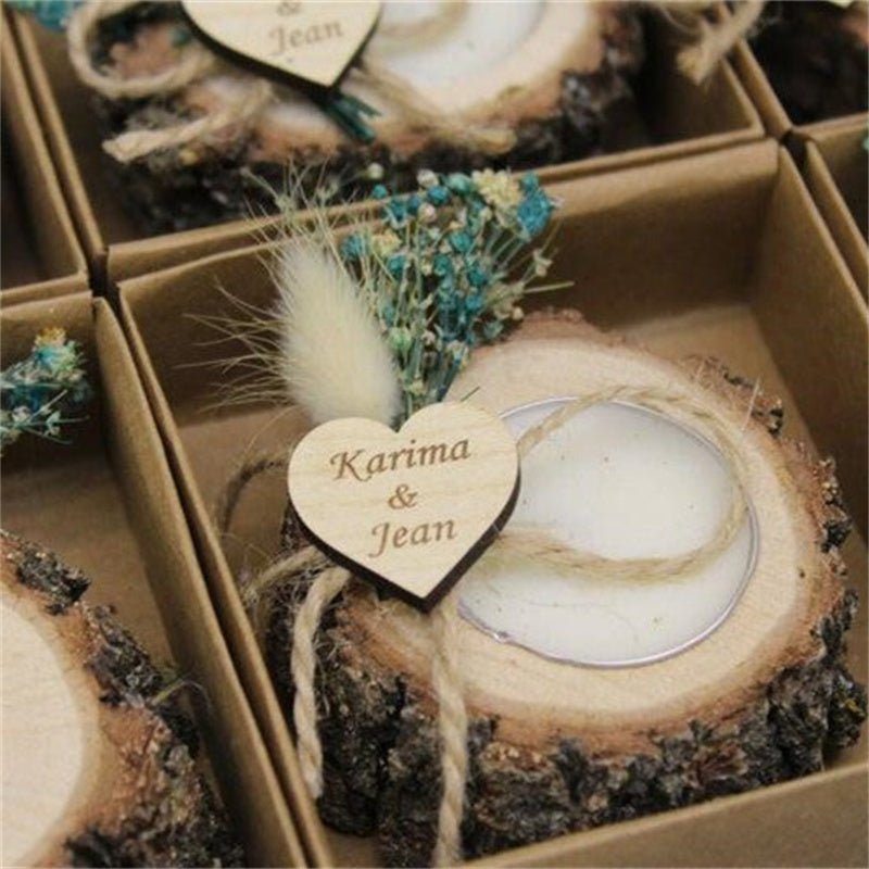 Rustic Wood Slice Tea Light Holder
