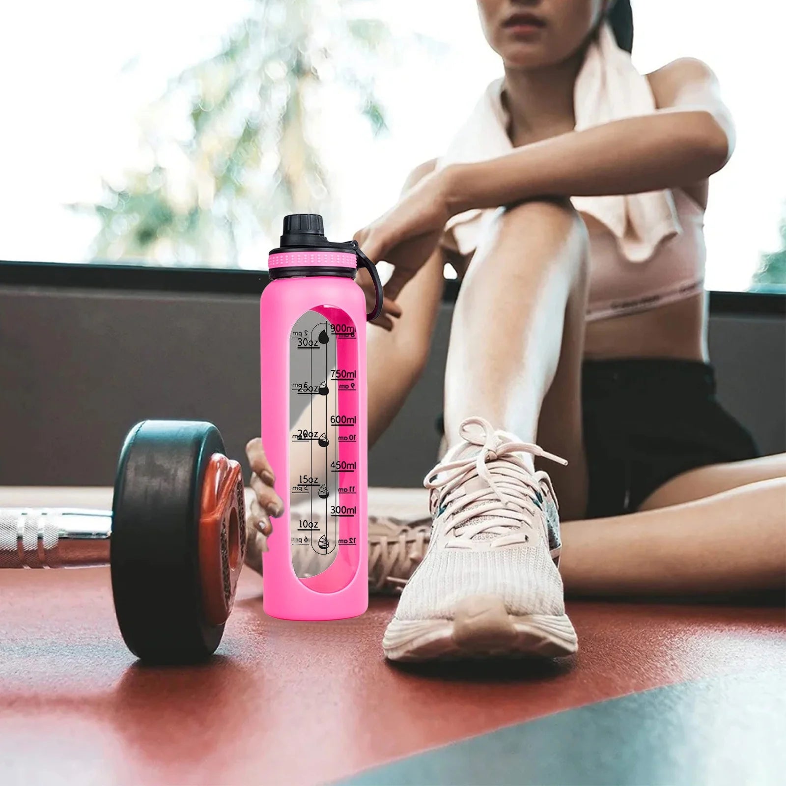 30Oz/800ML Glass Water Bottle, BPA-Free, Reusable Wide Mouth Large