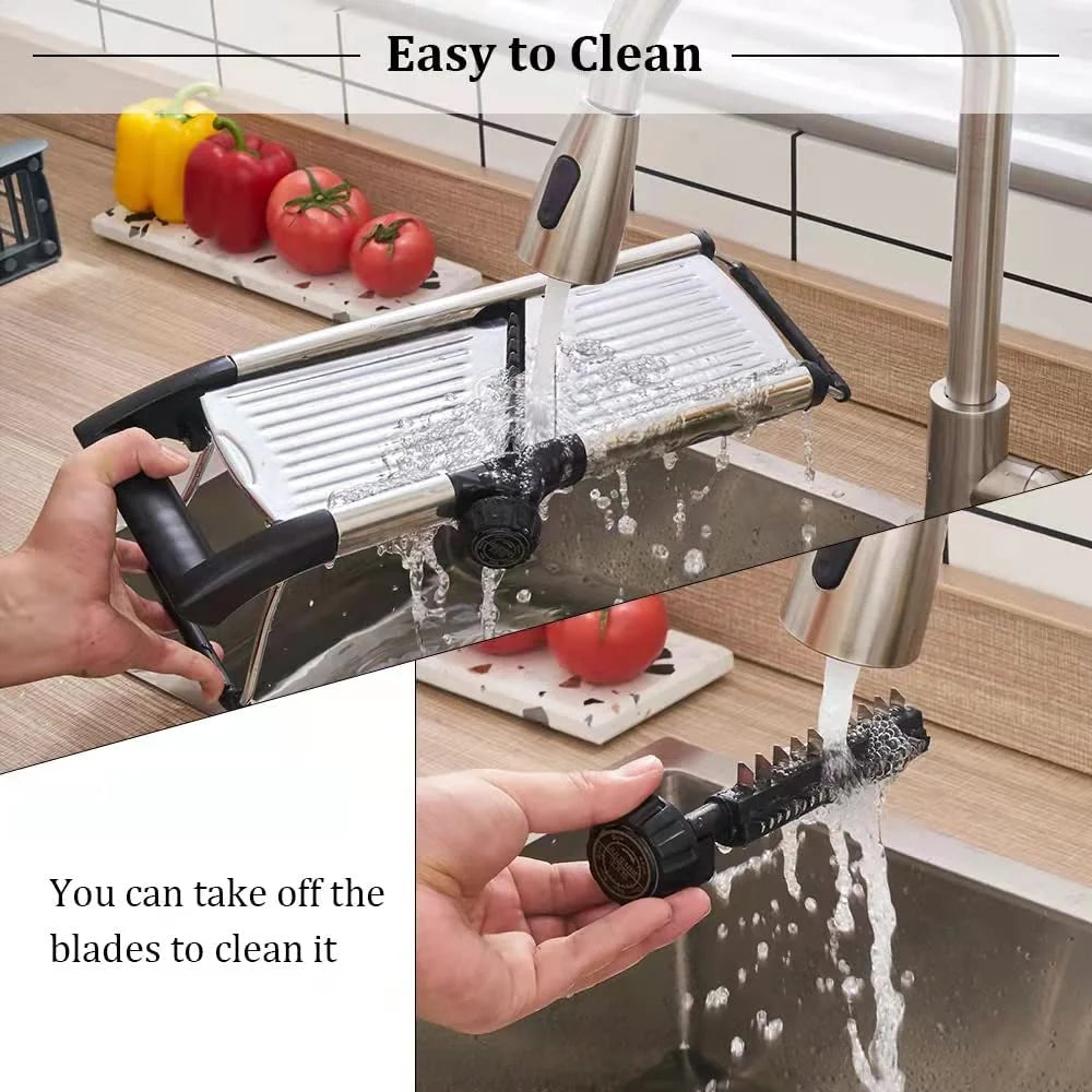 Mandoline Food Slicer, Adjustable Stainless Steel Vegetable Slicer with Hand Guard