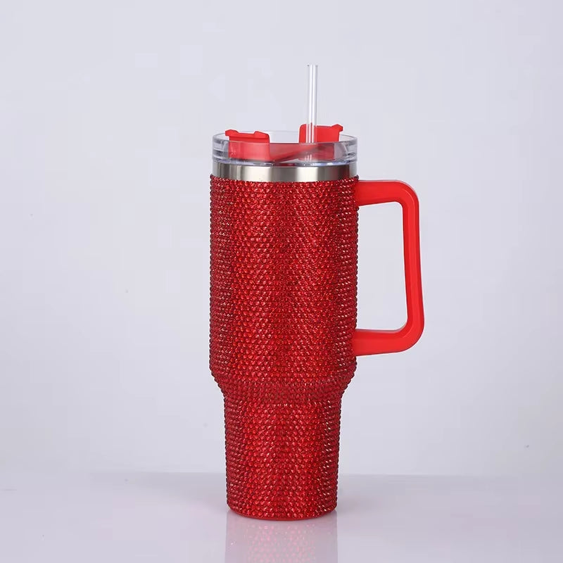 40 oz. Rhinestone Tumbler with Straw Stainless Steel