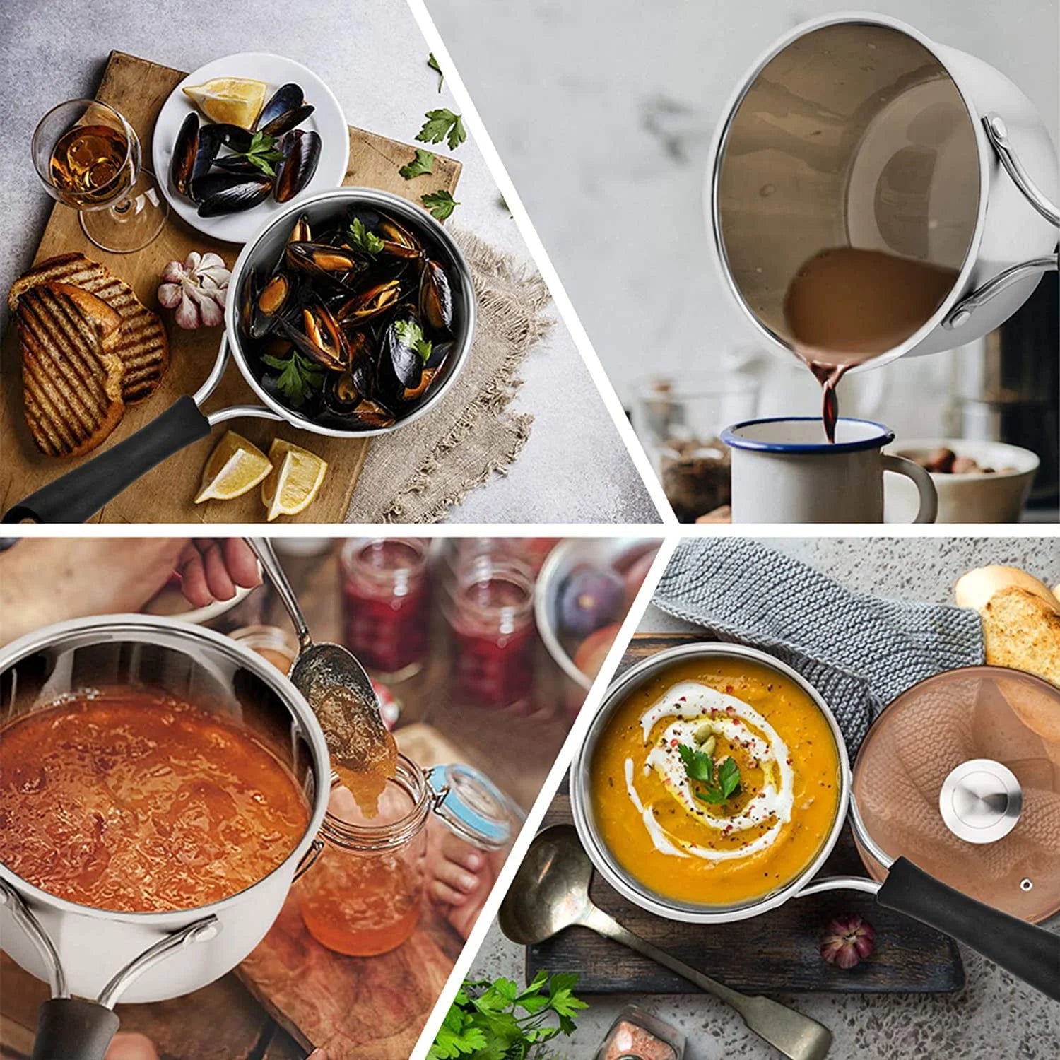 1 Quart Saucepan, Stainless Steel Saucepan with Lid, Small Sauce for Home Kitchen Restaurant Cooking