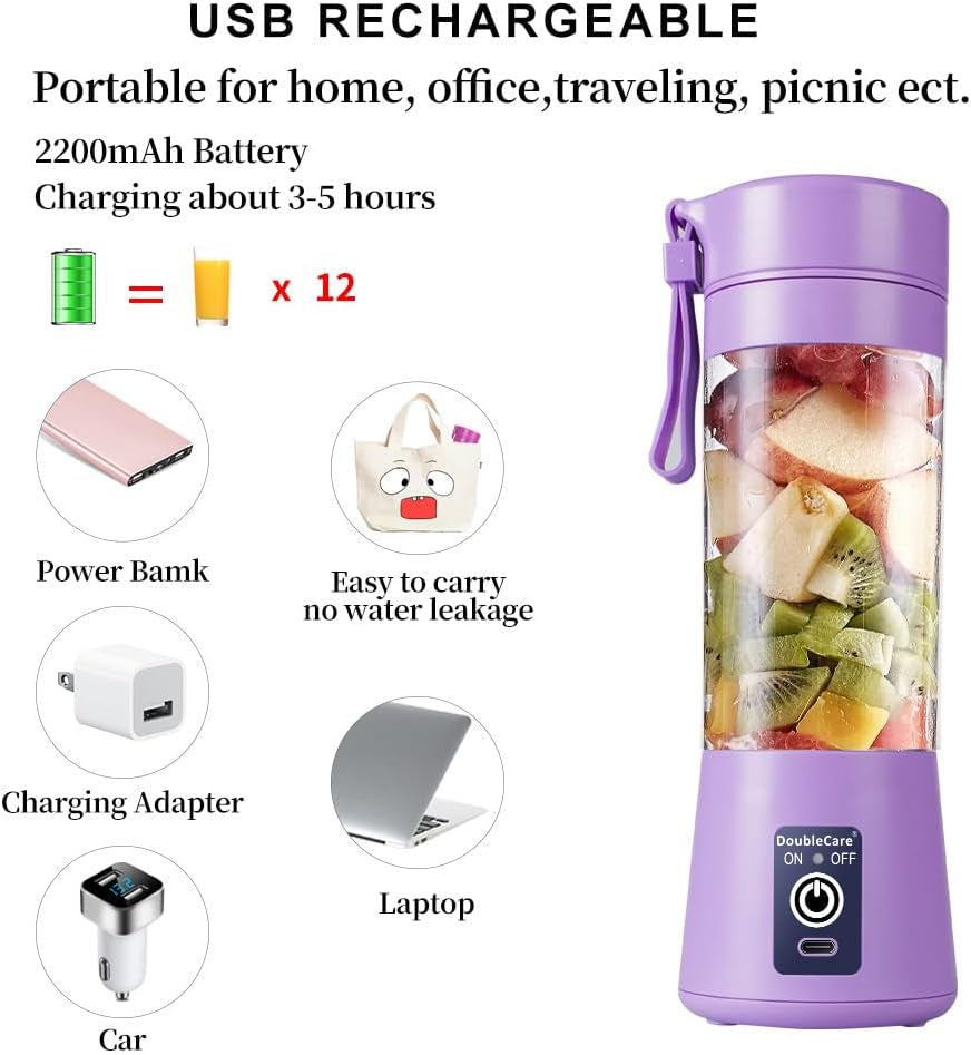 Portable USB Blender Cup – 380ml Rechargeable Smoothie & Juice Make